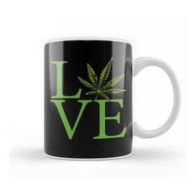 Baskı Dükkanı Love The Marijuana Weed Leaf Funny Cannabis Kupa
