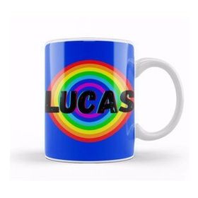 Baskı Dükkanı Lucas Name Custom Vintage Retro Rainbow Style Design Gift Baby Gift For Him Kupa