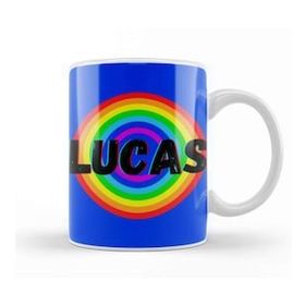 Baskı Dükkanı Lucas Name Custom Vintage Retro Rainbow Style Design Gift Baby Gift For Him Kupa
