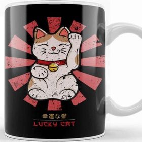 Baskı Dükkanı Lucky Cat Retro Japanese Kupa