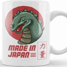 Baskı Dükkanı Made In Japan Godzilla Pixel Art Kupa