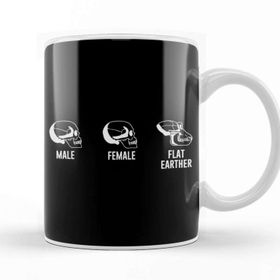 Baskı Dükkanı Male Female Flat Earther Skulls Flat Earth Kupa