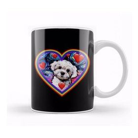 Baskı Dükkanı Maltipoo in a Rainbow Heart Kupa