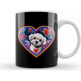 Baskı Dükkanı Maltipoo in a Rainbow Heart Kupa