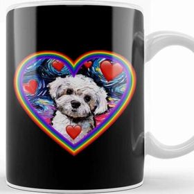 Baskı Dükkanı Maltipoo in a Rainbow Heart Kupa
