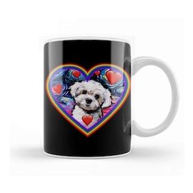 Baskı Dükkanı Maltipoo in a Rainbow Heart Maltipoo Mom Kupa