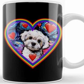 Baskı Dükkanı Maltipoo in a Rainbow Heart Maltipoo Mom Kupa