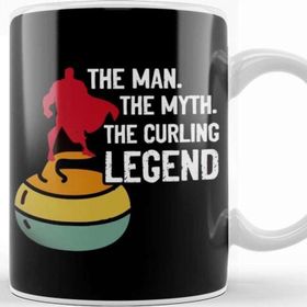 Baskı Dükkanı Man Myth Curling Legend Player Sweeping Broom Stones Team Kupa