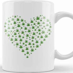 Baskı Dükkanı Marijuana in a Heart Shape Kupa