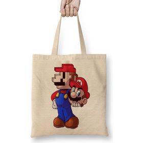 Baskı Dükkanı Mario Pixel Bez Çanta