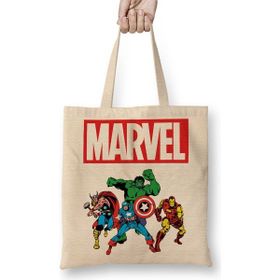 Baskı Dükkanı Marvel Avengers 03 Bez Uzun Saplı Krem Rengi Çanta