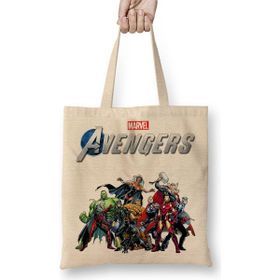 Baskı Dükkanı Marvel Avengers 05 Bez Uzun Saplı Krem Rengi Çanta