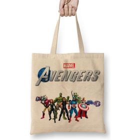 Baskı Dükkanı Marvel Avengers 06 Bez Uzun Saplı Krem Rengi Çanta