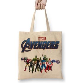 Baskı Dükkanı Marvel Avengers 07 Bez Uzun Saplı Krem Rengi Çanta