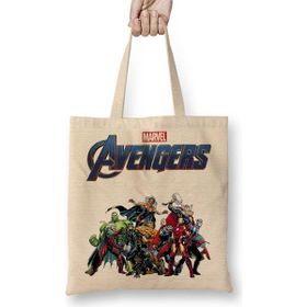 Baskı Dükkanı Marvel Avengers 08 Bez Uzun Saplı Krem Rengi Çanta