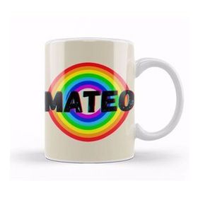 Baskı Dükkanı Mateo Name Personalized Custom Vintage Retro Rainbow Style Design Gift Baby Gift For Him Kupa
