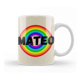 Baskı Dükkanı Mateo Name Personalized Custom Vintage Retro Rainbow Style Design Gift Baby Gift For Him Kupa