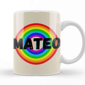 Baskı Dükkanı Mateo Name Personalized Custom Vintage Retro Rainbow Style Design Gift Baby Gift For Him Kupa