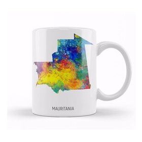 Baskı Dükkanı Mauritania Watercolor Map 01 Kupa