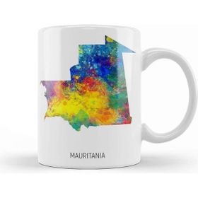 Baskı Dükkanı Mauritania Watercolor Map 01 Kupa