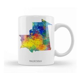 Baskı Dükkanı Mauritania Watercolor Map 01 Kupa
