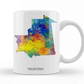 Baskı Dükkanı Mauritania Watercolor Map 01 Kupa