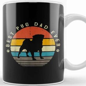Baskı Dükkanı Mens Best Pug Dad Ever Funny Pug Dog Vintage Gifts Köpek Kupa