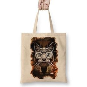 Baskı Dükkanı Meraklı Kedi Cat Bez Çanta