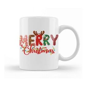 Baskı Dükkanı Merry Christmas Leopard Buffalo Red Plaid 01 Kupa