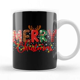 Baskı Dükkanı Merry Christmas Leopard Buffalo Red Plaid Kupa