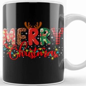 Baskı Dükkanı Merry Christmas Leopard Buffalo Red Plaid Kupa
