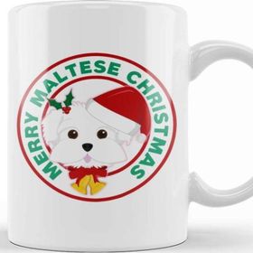 Baskı Dükkanı Merry Christmas Maltese Dog Kupa