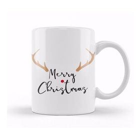 Baskı Dükkanı Merry Christmas Red Nose Antler Gift Kupa