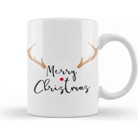 Baskı Dükkanı Merry Christmas Red Nose Antler Gift Kupa