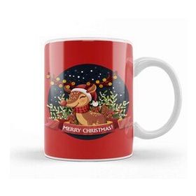 Baskı Dükkanı Merry Christmas With Rudolph The Red Nose Reindeer Kupa