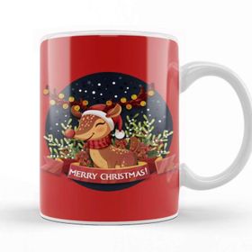 Baskı Dükkanı Merry Christmas With Rudolph The Red Nose Reindeer Kupa