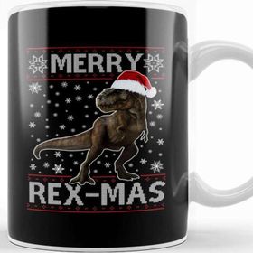 Baskı Dükkanı Merry Rex Mas Christmas Dinosaur Kupa