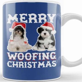 Baskı Dükkanı Merry Woofing Christmas Dogs Kupa