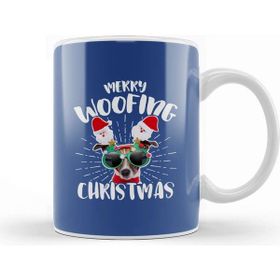 Baskı Dükkanı Merry Woofing Christmas Santa Glasses Dog Kupa
