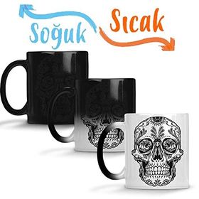 Baskı Dükkanı Mexicana Psicodelica Skull 01 Sihirli Porselen Kupa