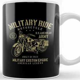 Baskı Dükkanı Military Ride Army Motorcycle Kupa