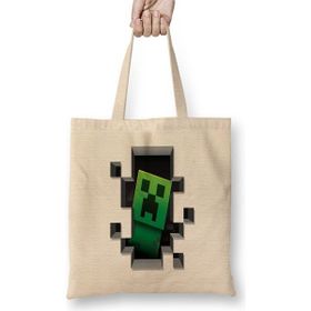 Baskı Dükkanı Minecraft Creeper Bez Çanta