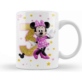Baskı Dükkanı Mini Fare Minnie Mouse 3 Üç Yaş Hediyesi Kupa