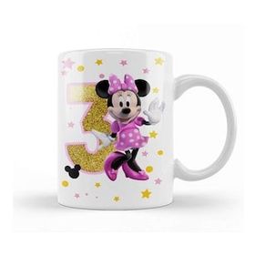 Baskı Dükkanı Mini Fare Minnie Mouse 3 Üç Yaş Hediyesi Kupa