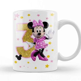 Baskı Dükkanı Mini Fare Minnie Mouse 3 Üç Yaş Hediyesi Kupa