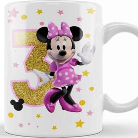 Baskı Dükkanı Mini Fare Minnie Mouse 3 Üç Yaş Hediyesi Kupa