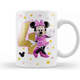 Baskı Dükkanı Mini Fare Minnie Mouse 4 Dört Yaş Hediyesi Kupa