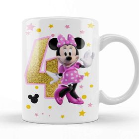 Baskı Dükkanı Mini Fare Minnie Mouse 4 Dört Yaş Hediyesi Kupa