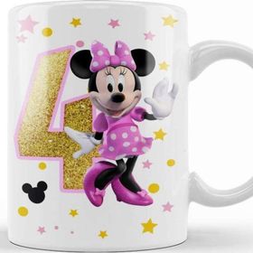 Baskı Dükkanı Mini Fare Minnie Mouse 4 Dört Yaş Hediyesi Kupa