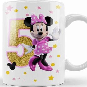 Baskı Dükkanı Mini Fare Minnie Mouse 5 Beş Yaş Hediyesi Kupa